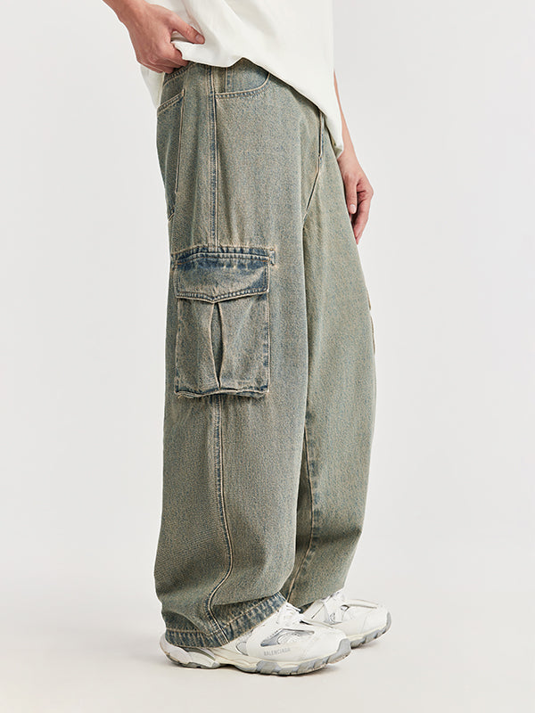 Acid Washed Wide Leg Jeans with Side Pockets 11