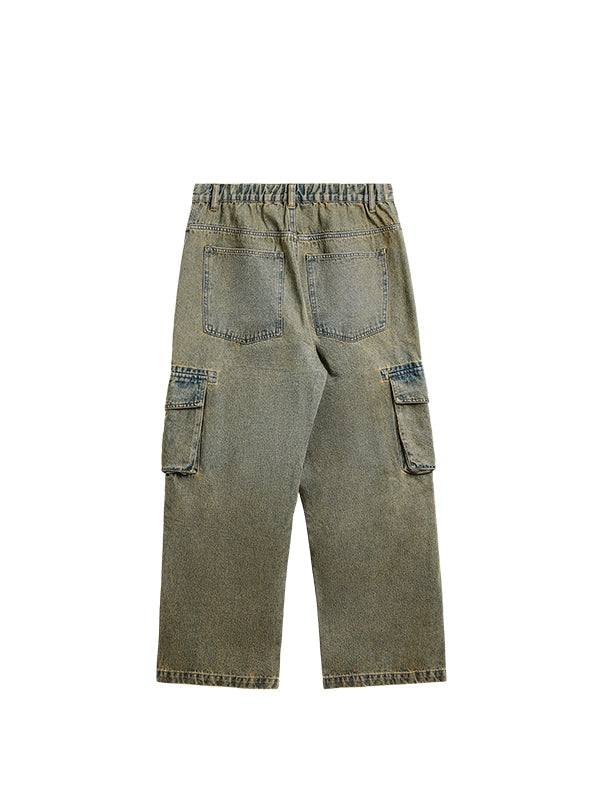 Acid Washed Wide Leg Jeans with Side Pockets 2