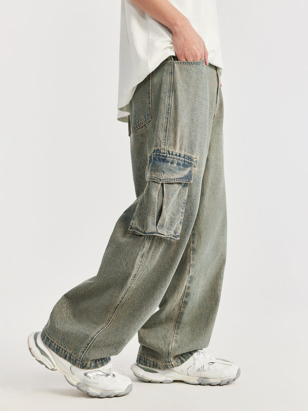 Acid Washed Wide Leg Jeans with Side Pockets 9