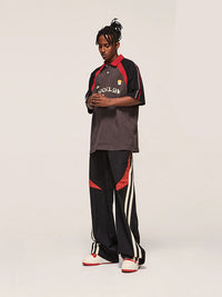 Black Dual Color Track Pants 2