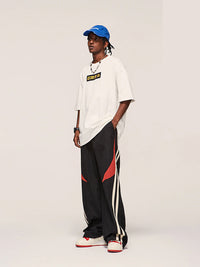 Black Dual Color Track Pants 3