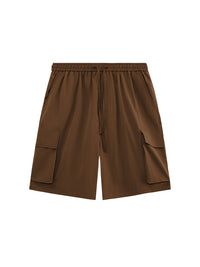 Brown Crepe Fabric Style Cargo Shorts