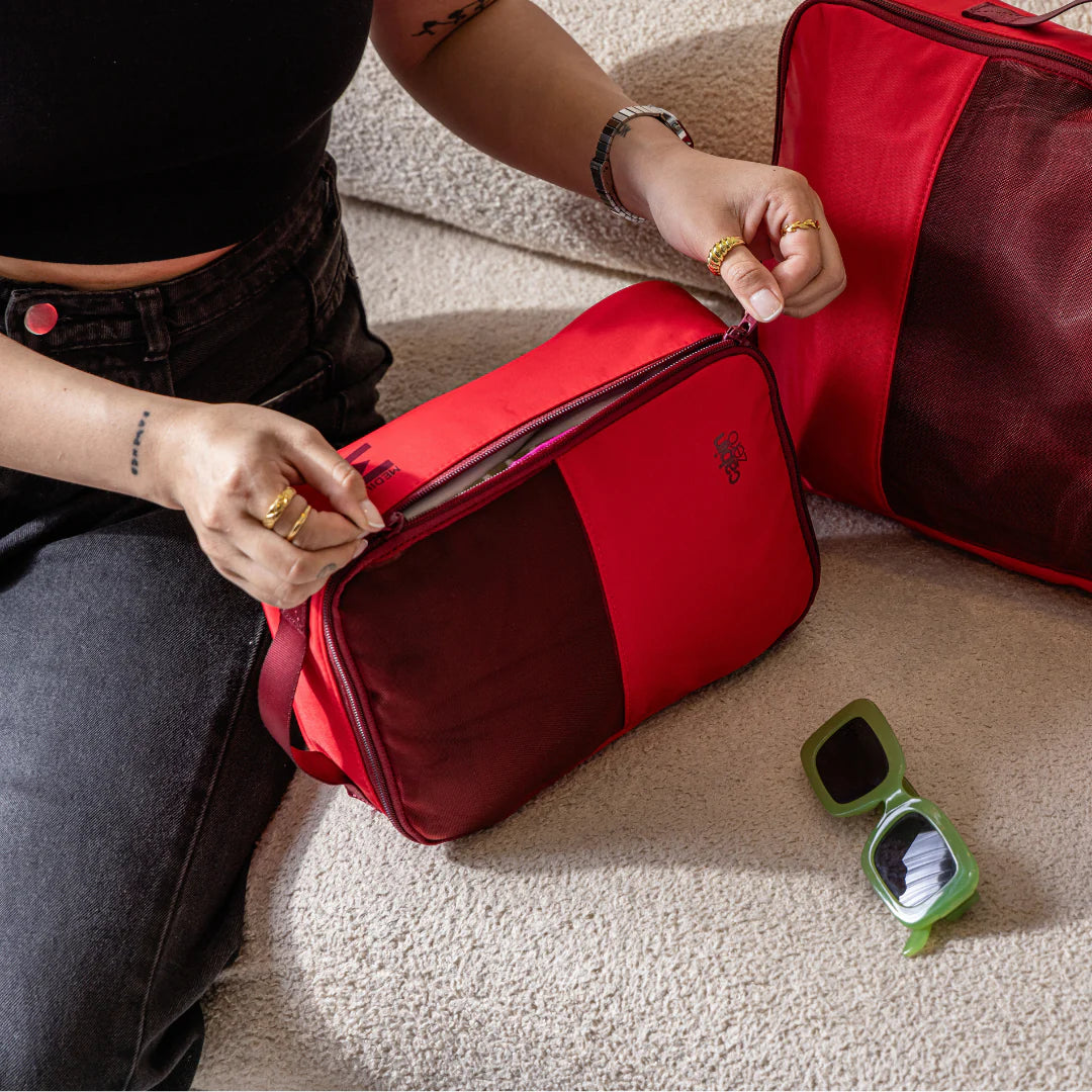 Cabinzero Lux Packing Cube Medium in Cranberry Color 8
