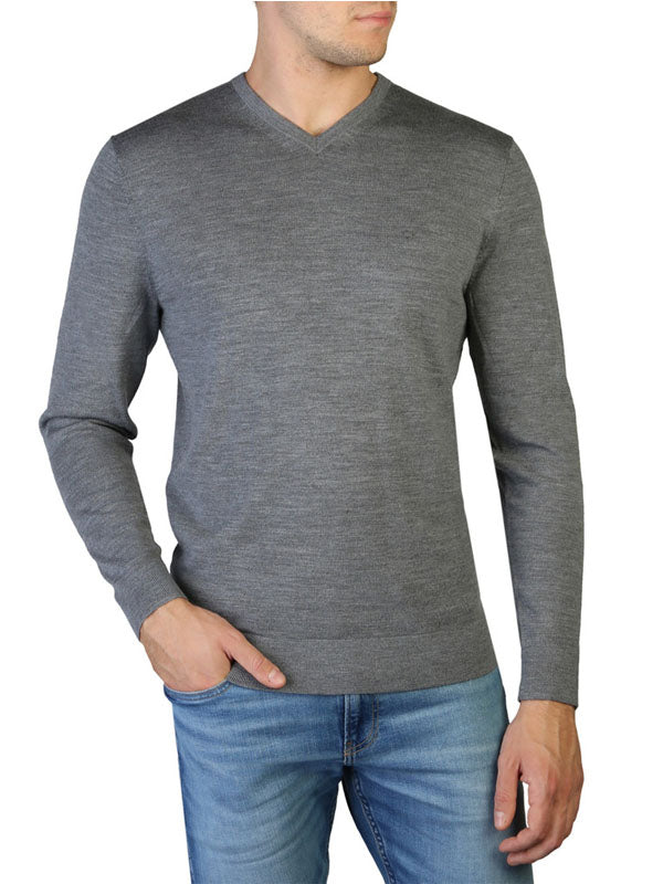 Calvin Klein Wool Long Sleeve Top in Grey Color