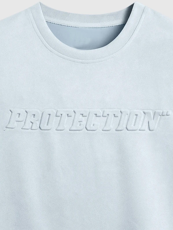 Embossed "Protection" Suede T-Shirt & Shorts Set detail 3