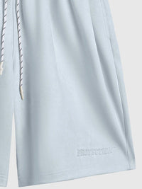 Embossed "Protection" Suede T-Shirt & Shorts Set detail