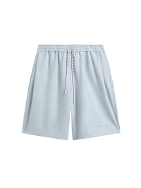 Embossed "Protection" Suede T-Shirt & Shorts Set in Blue Color 3