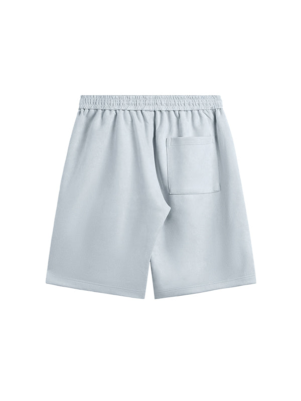 Embossed "Protection" Suede T-Shirt & Shorts Set in Blue Color 5