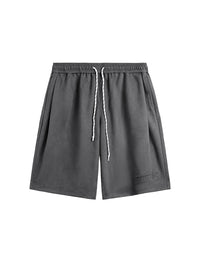 Embossed "Protection" Suede T-Shirt & Shorts Set in Grey Color 3