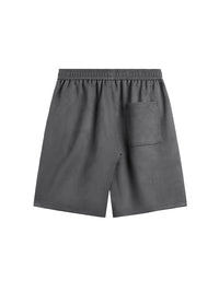Embossed "Protection" Suede T-Shirt & Shorts Set in Grey Color 4
