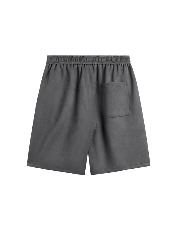 Embossed "Protection" Suede T-Shirt & Shorts Set in Grey Color 4
