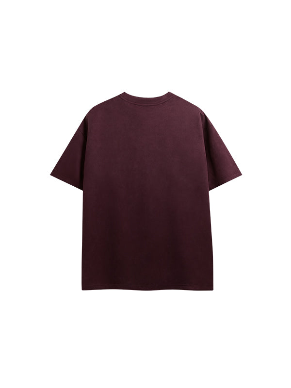 Embossed "Protection" Suede T-Shirt & Shorts Set in Red Color 2