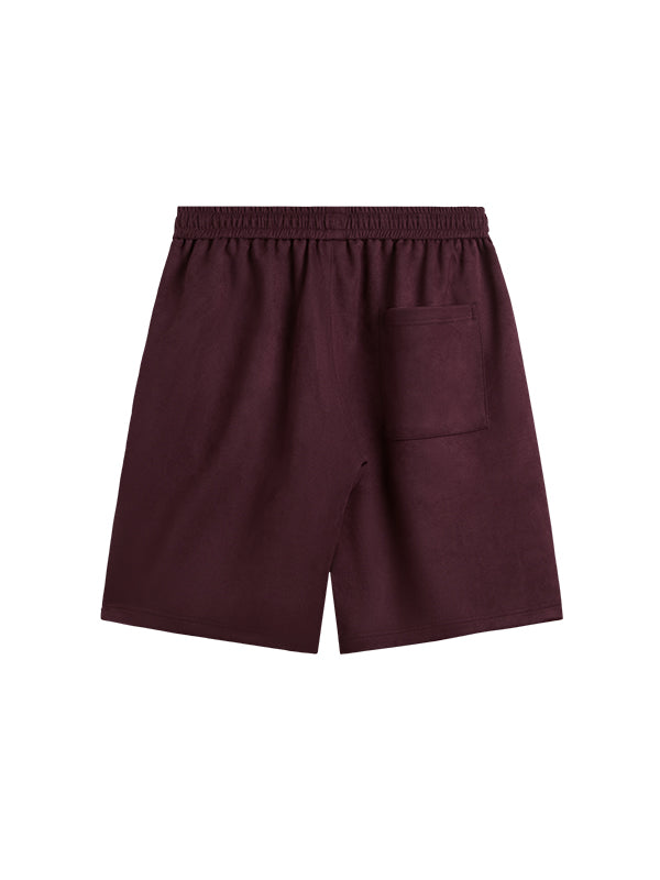 Embossed "Protection" Suede T-Shirt & Shorts Set in Red Color 4
