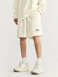 Embroidered "N.E.W"  Pique Long Sleeve T-Shirt & Shorts Set in Beige Color 10