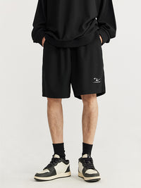 Embroidered "N.E.W"  Pique Long Sleeve T-Shirt & Shorts Set in Black Color 12