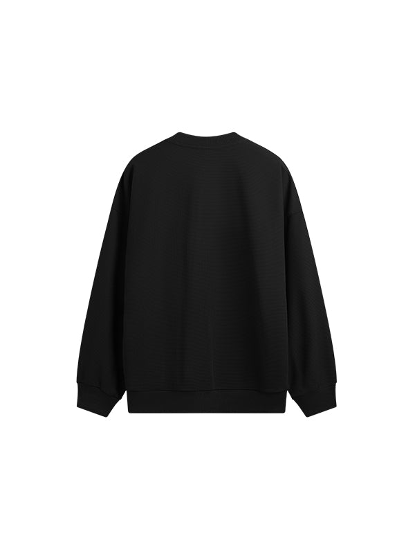 Embroidered "N.E.W"  Pique Long Sleeve T-Shirt & Shorts Set in Black Color 2