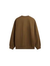 Embroidered "NEW"  Pique Long Sleeve T-Shirt & Shorts Set in Brown Color  2