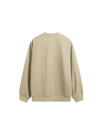 Embroidered "N.E.W"  Pique Long Sleeve T-Shirt & Shorts Set in Khaki Color