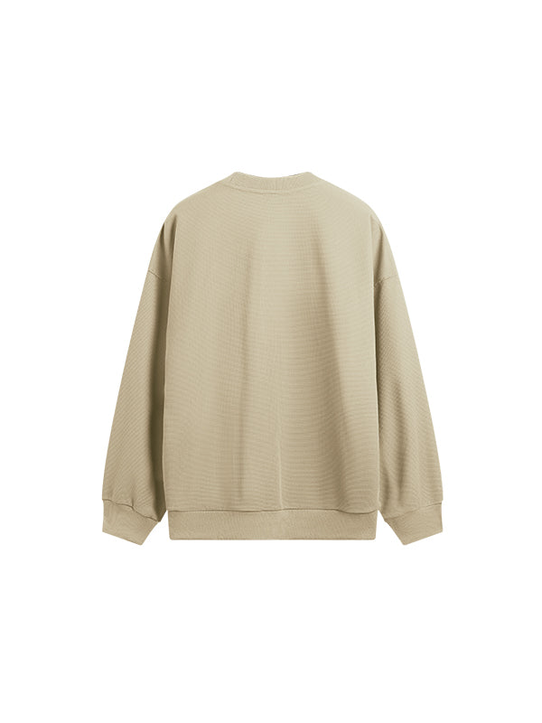 Embroidered "N.E.W"  Pique Long Sleeve T-Shirt & Shorts Set in Khaki Color