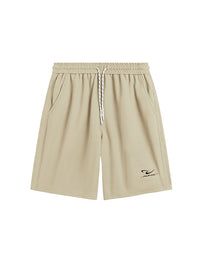 Embroidered "N.E.W"  Pique Long Sleeve T-Shirt & Shorts Set in Khaki Color