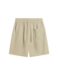 Embroidered "N.E.W"  Pique Long Sleeve T-Shirt & Shorts Set in Khaki Color