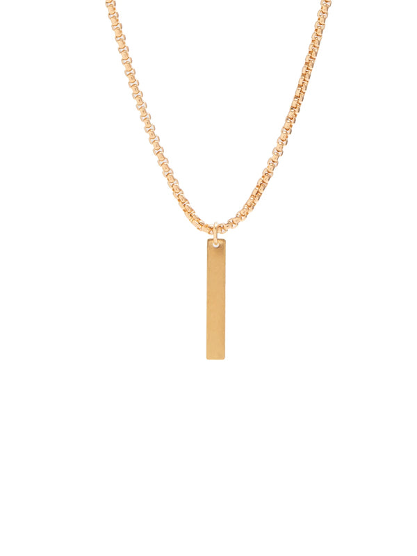 Gold Rectangle Pendant Necklace 2