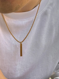 Gold Rectangle Pendant Necklace 4