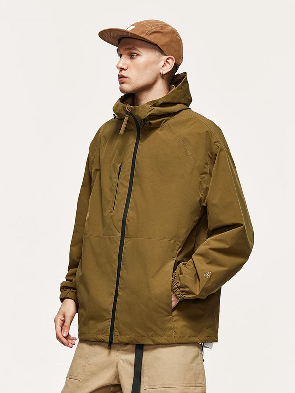 High Collared Wind and Waterproof Hooded Jacket in Brown Color 6