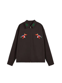 Jacket with Embroidery in Brown Color
