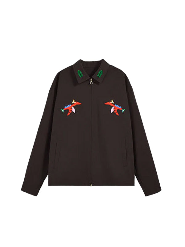 Jacket with Embroidery in Brown Color