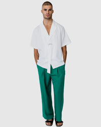 Justin Cassin Asher Short Sleeve Tie Shirt in White Color 2