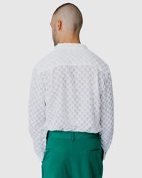 Justin Cassin Gabriel Sheer Patterned Shirt in White Color 4