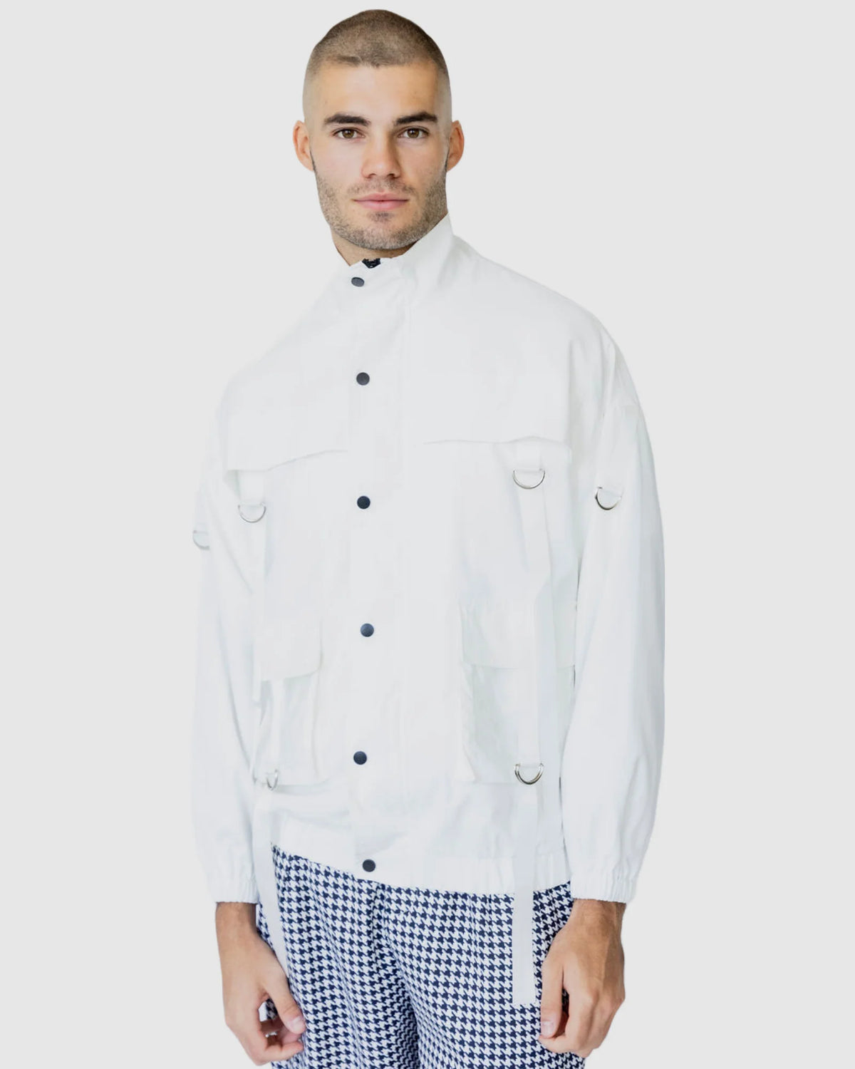 Justin Cassin Haruto Strap Jacket in White Color
