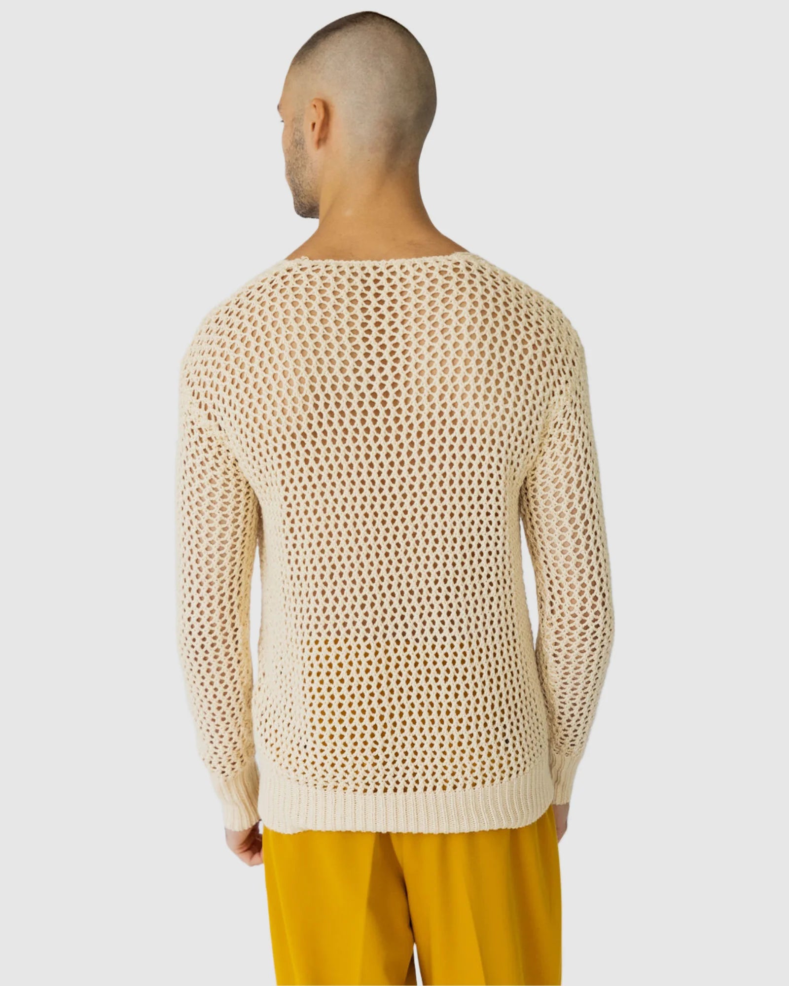 Justin Cassin Kasper Fishnet Sweater in Cream Color 5