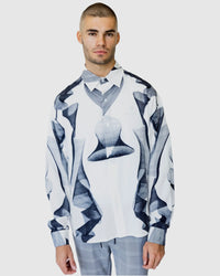 Justin Cassin Lark Print Casual Shirt in White Color