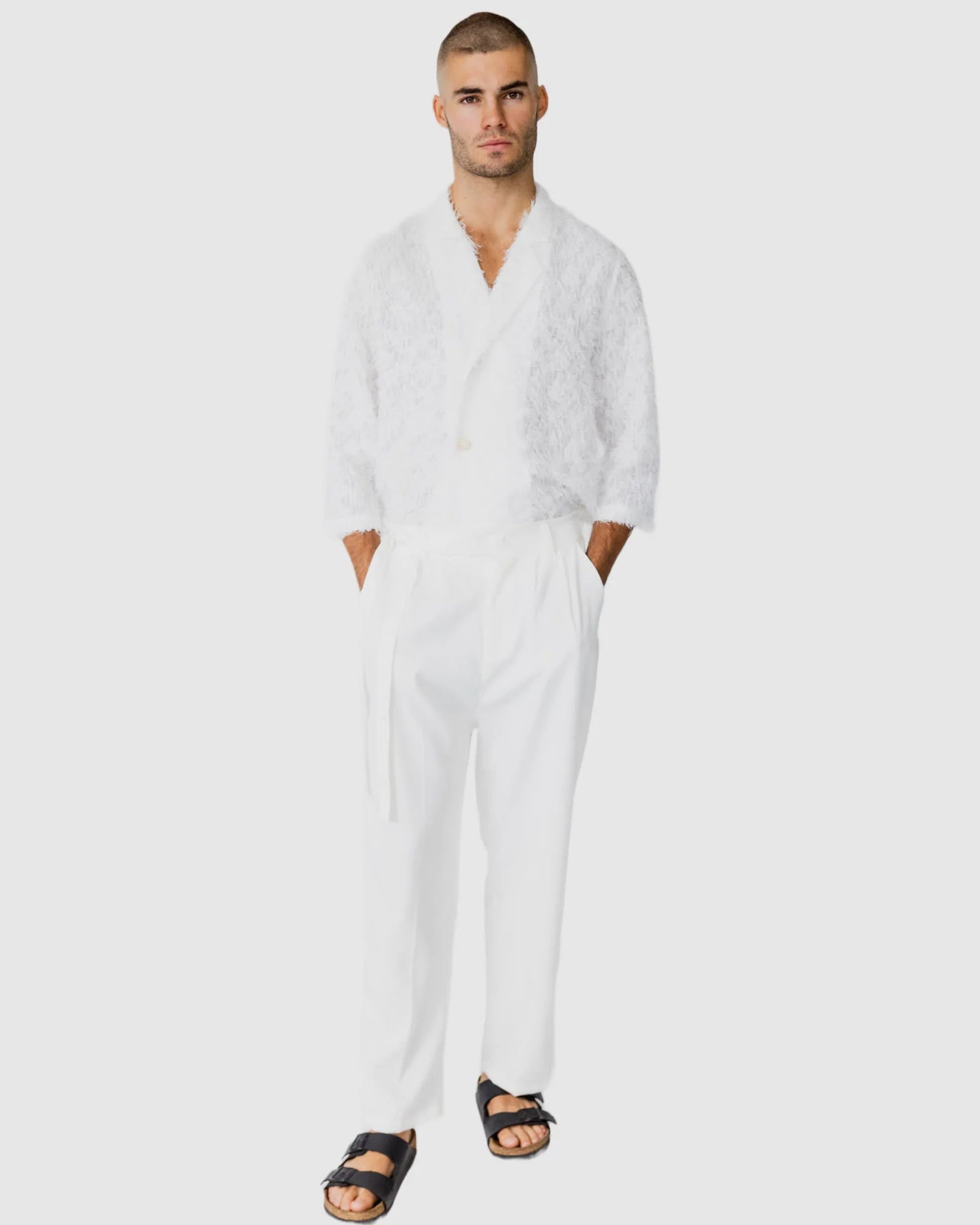 Justin Cassin Liberty Loose Tie Pants in White Color 2