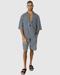 Justin Cassin Mulholland Print Tie Shorts in Black/White Color 2