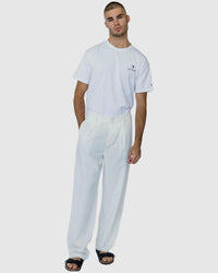 Justin Cassin Newman Straight Leg Trousers in Cream Color 2