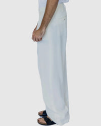 Justin Cassin Newman Straight Leg Trousers in Cream Color 3