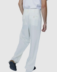 Justin Cassin Newman Straight Leg Trousers in Cream Color 4