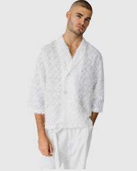 Justin Cassin Vanity Sheer Stripe Shirt in White Color
