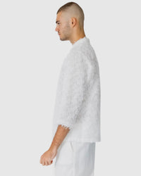 Justin Cassin Vanity Sheer Stripe Shirt in White Color 3