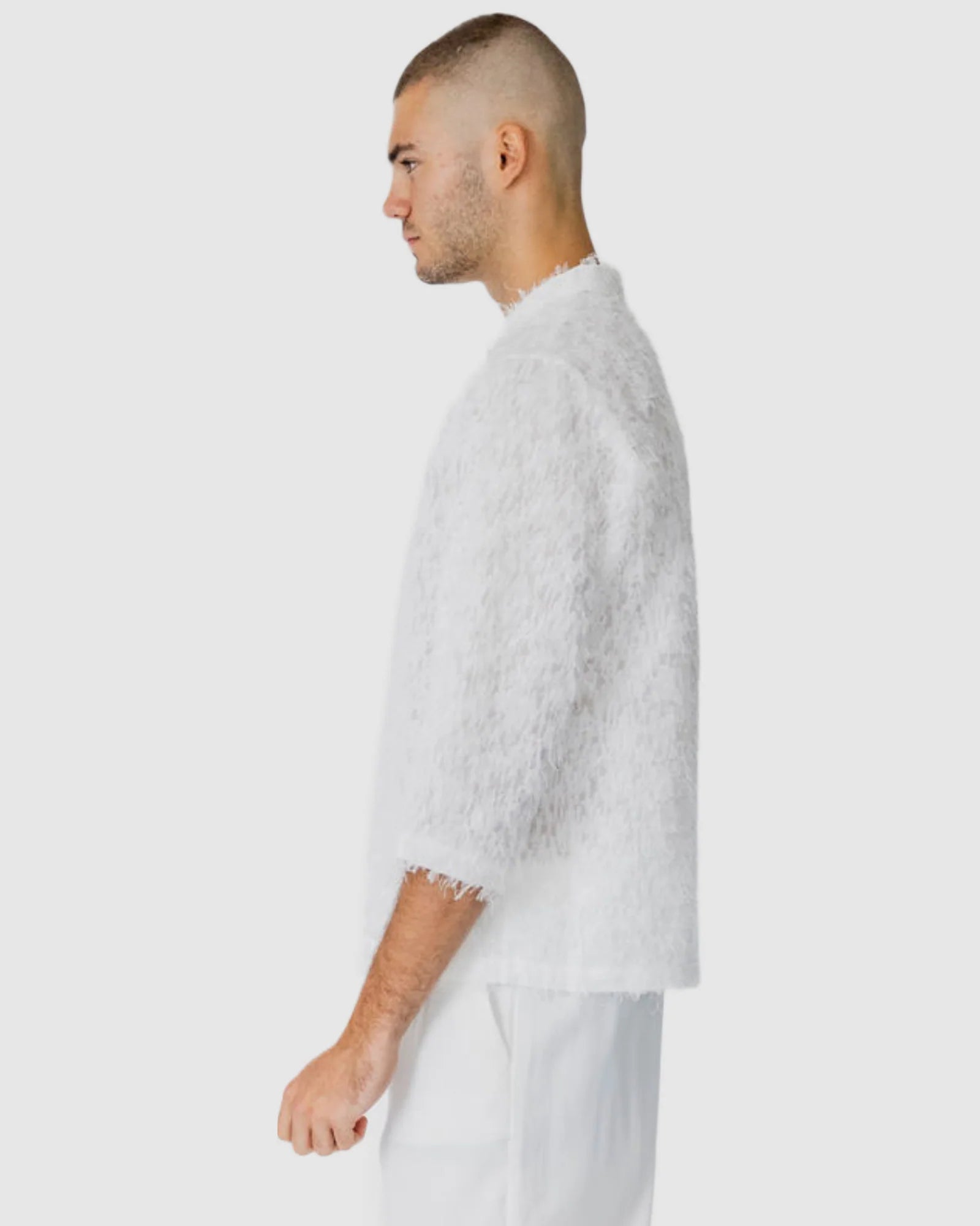 Justin Cassin Vanity Sheer Stripe Shirt in White Color 3