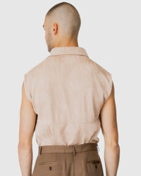 Justin Cassin Verve Sleeveless Shirt in Brown Color 4