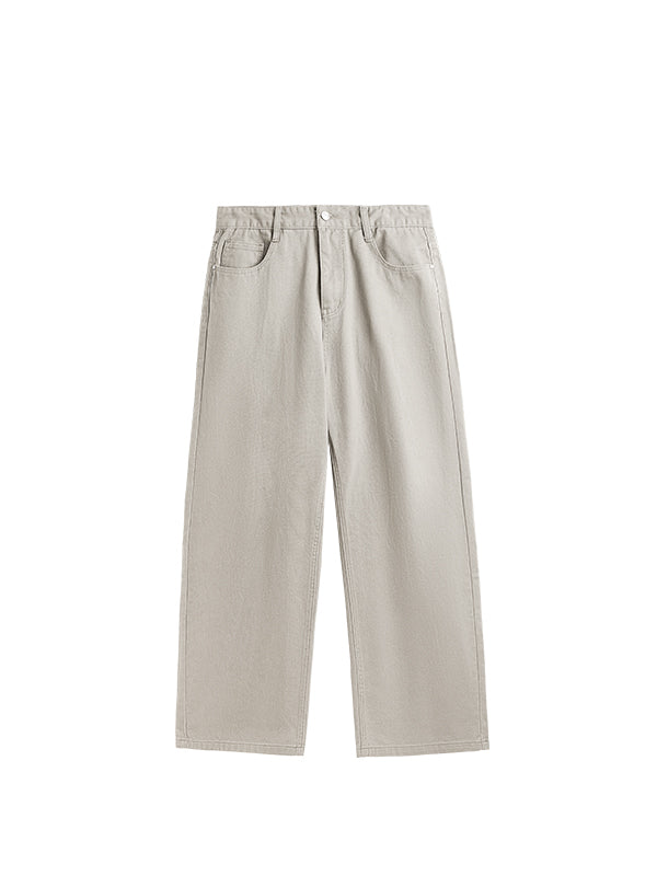 Light Grey Washed Wide Leg Jeans