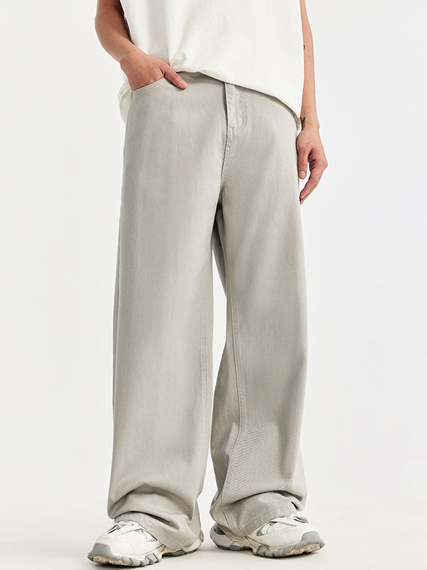 Light Grey Washed Wide Leg Jeans 3