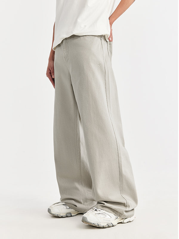 Light Grey Washed Wide Leg Jeans 4