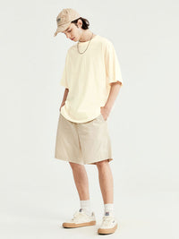 Lightweight Hydrogen Silk Blend T-Shirt with Adjustable Strap in Beige Color 2
