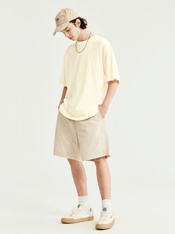 Lightweight Hydrogen Silk Blend T-Shirt with Adjustable Strap in Beige Color 2