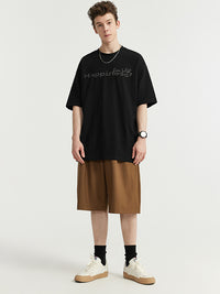 Live Boldly Happiness Embroidered T-Shirt in Black Color 4